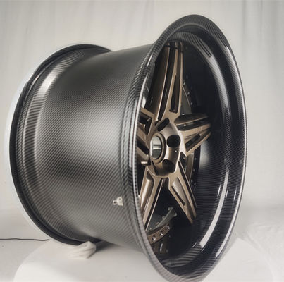 ποιότητας  Aluminum Water Transfer Printing Barrel, Carbon Fiber Lip, Bronze Center Disc 2 Pcs Forged Wheel εργοστάσιο